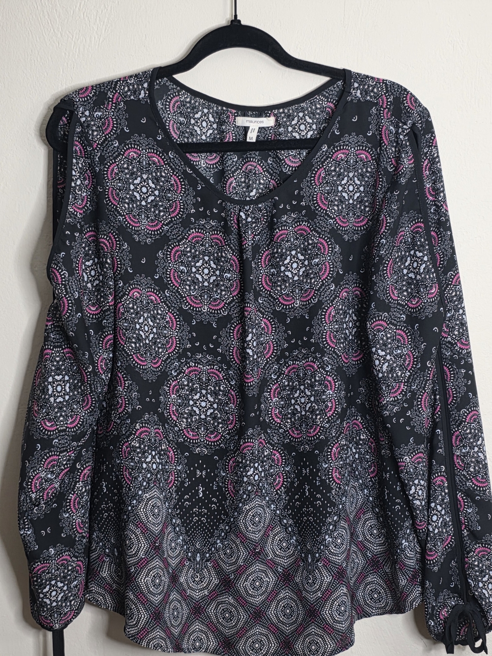 Maurices Black Sleep Tank with Pink Paisley Print